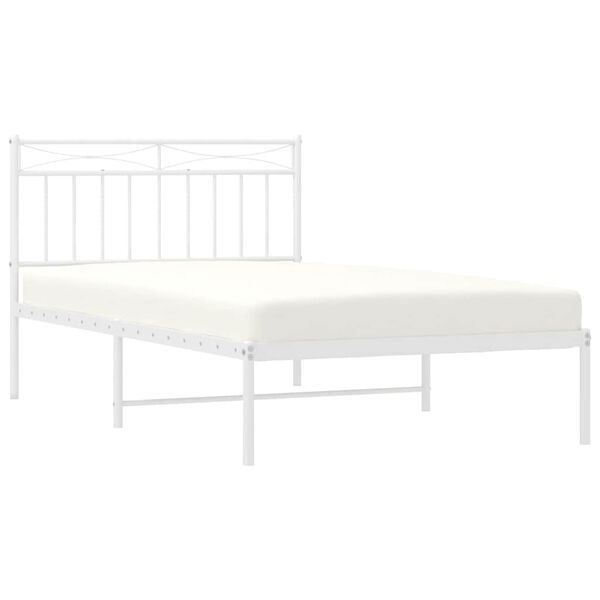 vidaXL Metal Bed Frame without Mattress with Headboard White 100x200cm