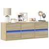 vidaXL TV Wall Cabinet with LED Lights Sonoma Oak 130x31x45 cm