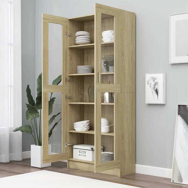 vidaXL Vitrine Cabinet Sonoma Oak 82.5x30.5x185 cm Engineered Wood