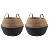 vidaXL Plant Pot with Handles 2 pcs Black &Oslash; 45 x 36 cm 100% Seagrass