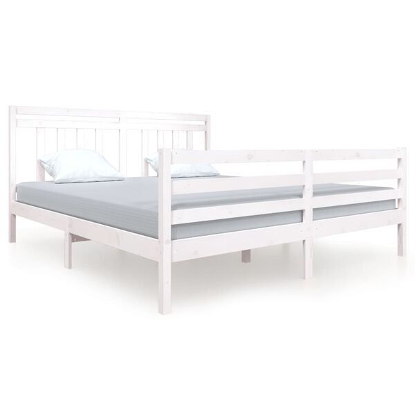 vidaXL Bed Frame without Mattress White Super King Solid Wood