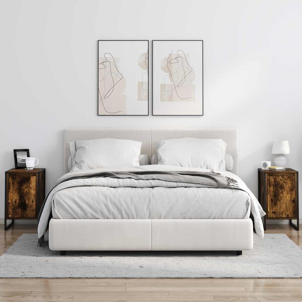 vidaXL Bedside Table Smoke Oak 39.5 x 30 x 50 cm Engineered Wood