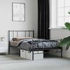 vidaXL Metal Bed Frame without Mattress with Footboard Black 90x190cm