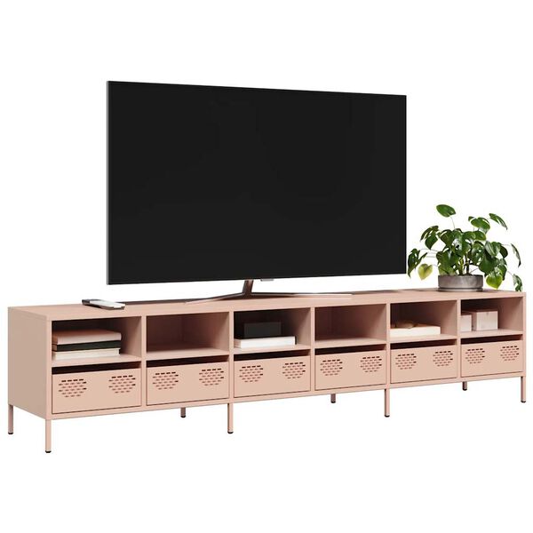 vidaXL TV Cabinet Pink 202x39x43.5 cm Cold-rolled Steel