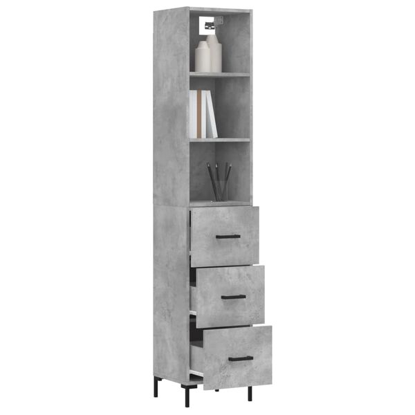 vidaXL Highboard Concrete Grey 34.5x34x180 cm Engineered Wood