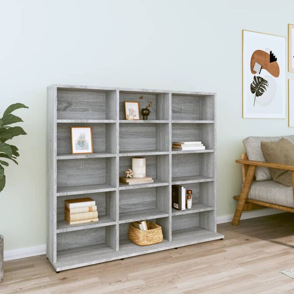 vidaXL CD Cabinet Grey Sonoma 100x23x89.5 cm Engineered Wood