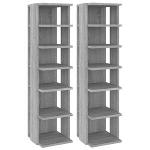vidaXL Shoe Racks 2 pcs Grey Sonoma 27.5x27x102 cm Engineered Wood