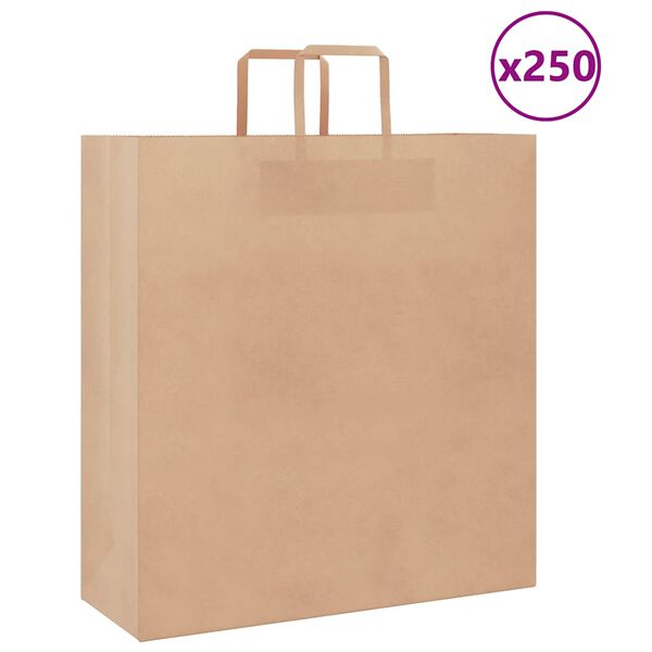 vidaXL Paper Bags 250 pcs with Handles Brown 45x17x48 cm
