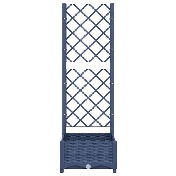 vidaXL Garden Planter with Trellis Blue Grey 40x40x121.5 cm PP