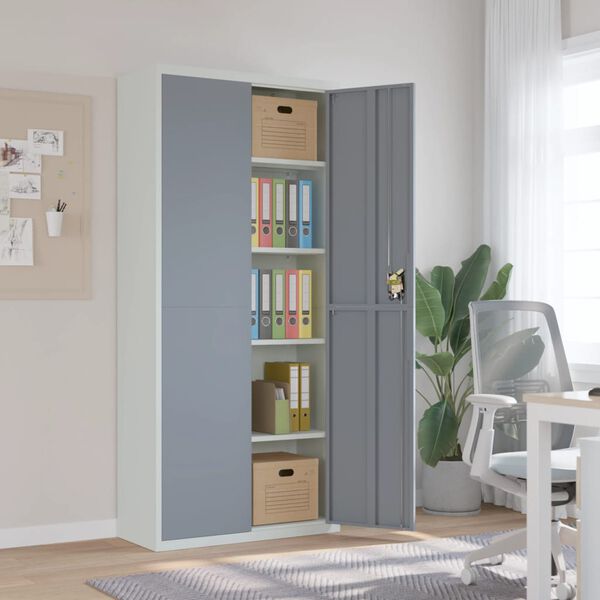 vidaXL File Cabinet Light Grey and Dark Grey 90x40x200 cm Steel