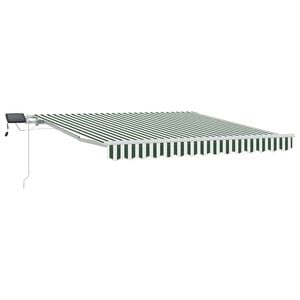 vidaXL Retractable Awning Green and White 300 x 250 cm