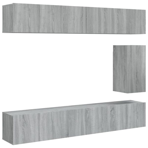 vidaXL 7 Piece TV Cabinet Set Grey Sonoma Engineered Wood
