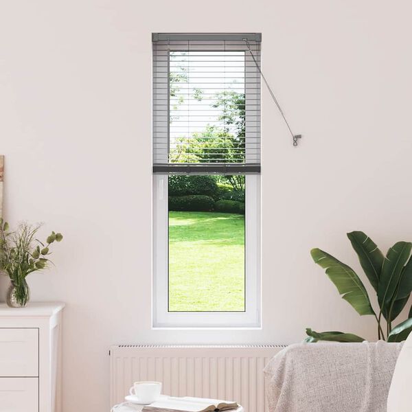 vidaXL Window Blind with Curtains Manual Dark grey Aluminium