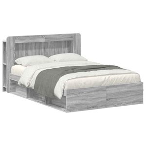 vidaXL Bed Frame with Storage Grey Sonoma 140 x 190 cm Engineered Wood