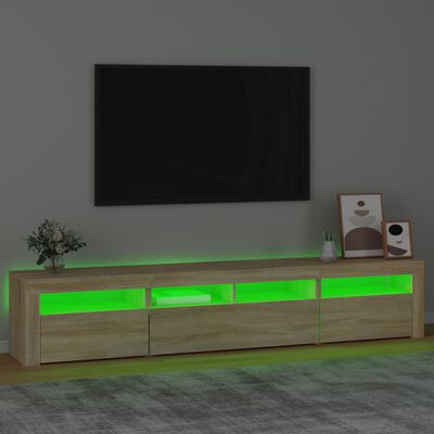 vidaXL TV Cabinet with LED Lights Sonoma Oak 210x35x40 cm