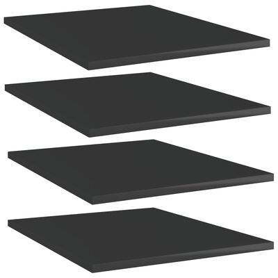 vidaXL Bookshelf Boards 4 pcs High Gloss Black 40x50x1.5 cm Engineered Wood