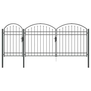 vidaXL Garden Fence Gate with Arched Top ASSEN 400 x 100 cm Steel Grey