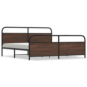 vidaXL Metal Bed Frame without Mattress Brown Oak 193x203 cm