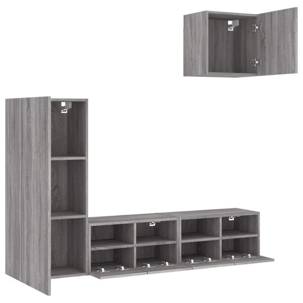 vidaXL 4 Piece TV Wall Units Grey Sonoma Engineered Wood