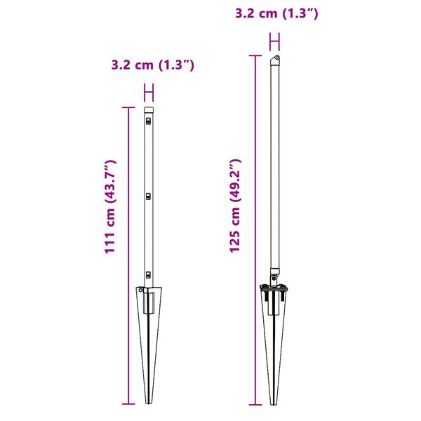 vidaXL Fence Post Other 26 pcs Grey 3.2 x 3.2 x 80 cm Steel