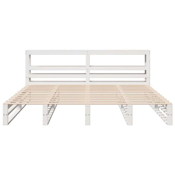 vidaXL Bed Frame without Mattress White 180x200 cm Super King Solid Wood Pine