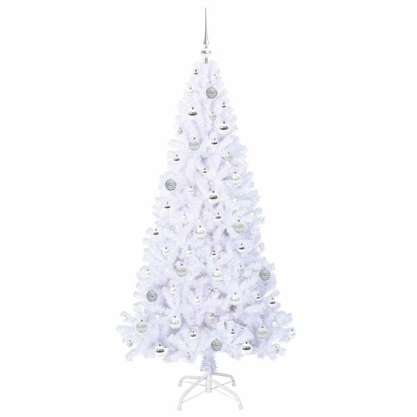 vidaXL Artificial Christmas Tree with Stand White 180 cm PVC and Steel