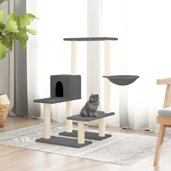 vidaXL Cat Tree with Sisal Scratching Posts Dark Grey 94.5 cm