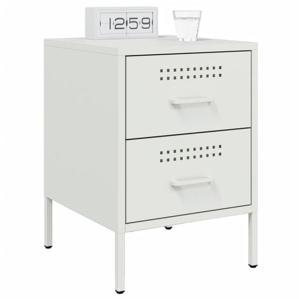 vidaXL Bedside Cabinet White 36x39x50.5 cm Steel