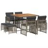 vidaXL 9 Piece Garden Dining Set with Cushions Grey Poly Rattan