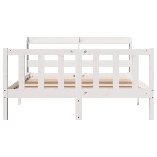 vidaXL Bed Frame without Mattress White 150x200 cm King Size Solid Wood Pine