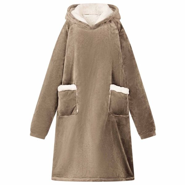 vidaXL Blanket Hoodie Camel 95 x 85 cm Fleece and Flannel