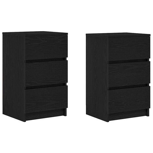 vidaXL Bedside Cabinets with 3 Drawers 2 pcs Black 39x35x65 cm