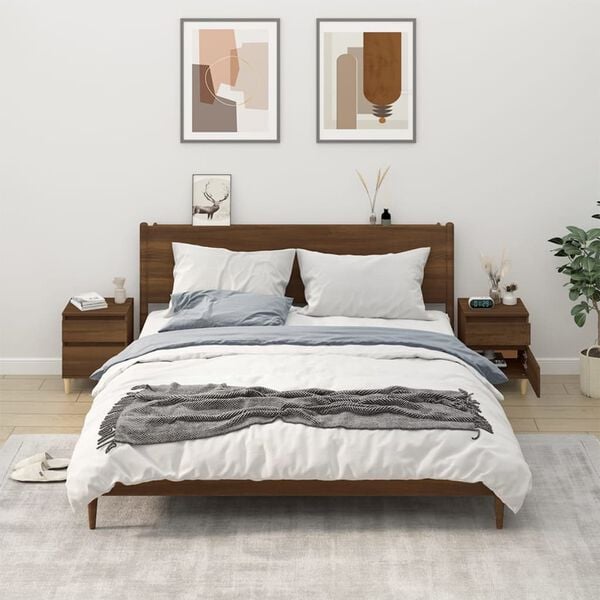 vidaXL Bedside Cabinets 2 pcs Brown Oak 40x35x50 cm