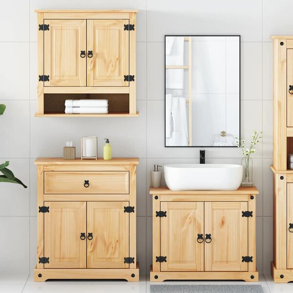 vidaXL 3 Piece Bathroom Furniture Set Corona Solid Wood Pine