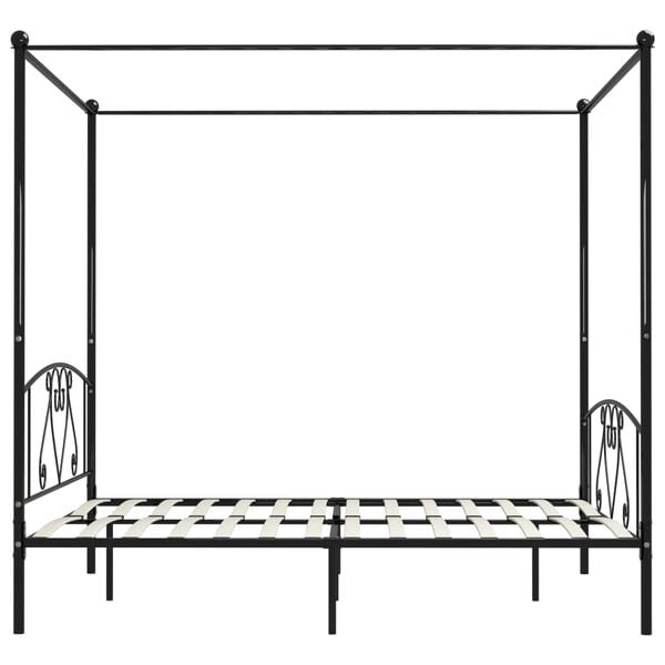 vidaXL Bed Frame without Mattress with Canopy Black 200x200 cm Metal