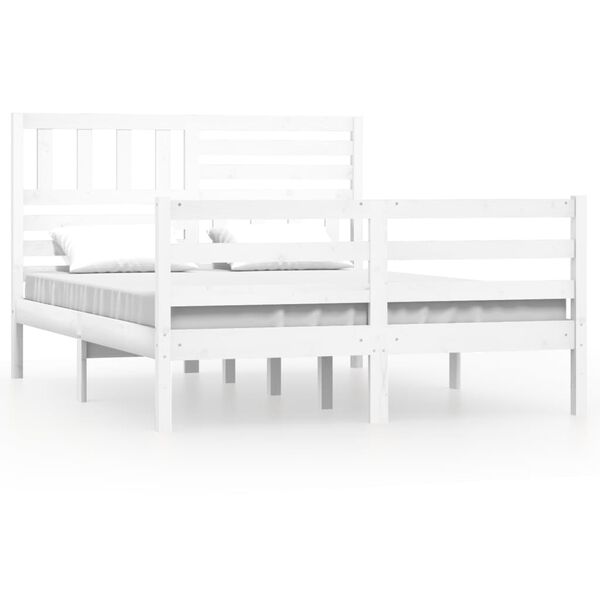 vidaXL Bed Frame without Mattress White Solid Wood 140x200 cm