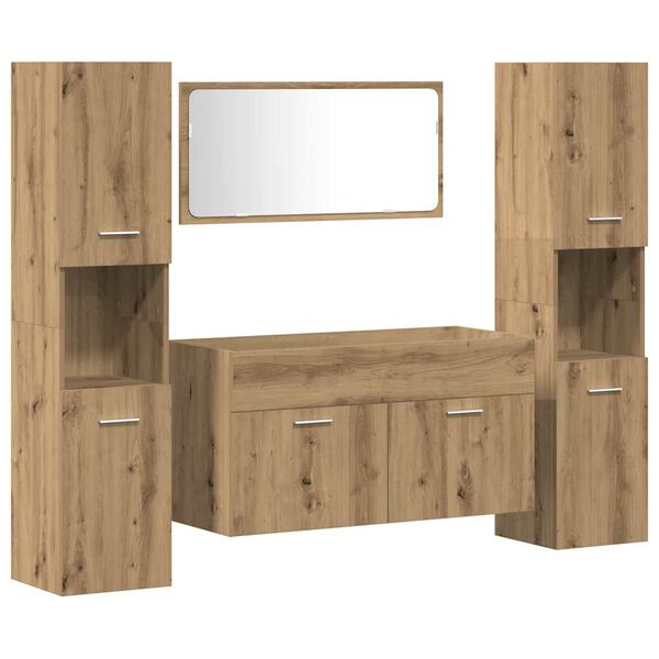 vidaXL 4 Piece Bathroom Furniture Set Artisan Oak Engineered Wood