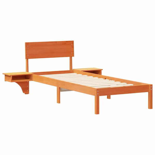 vidaXL Bed Frame with Headboard Wax Brown 75 x 190 cm Solid Pine Wood