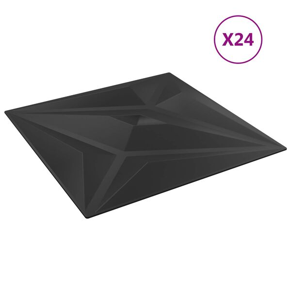 vidaXL Wall Panels Star 24 pcs Black Star 50 x 50 cm XPS Foam