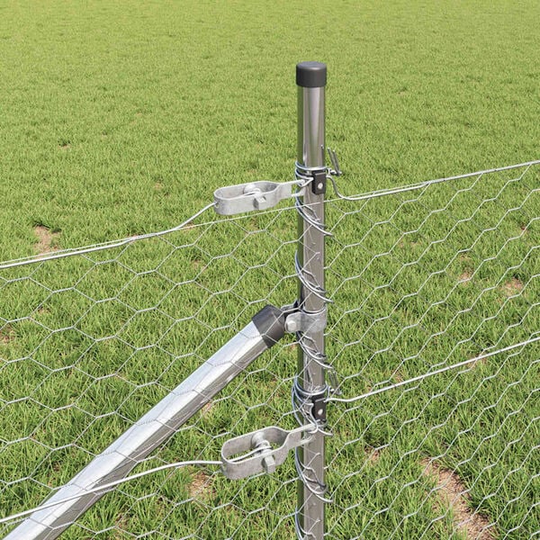 vidaXL Fence with Posts Silver 0.5 x 10 m PVC-coated steel