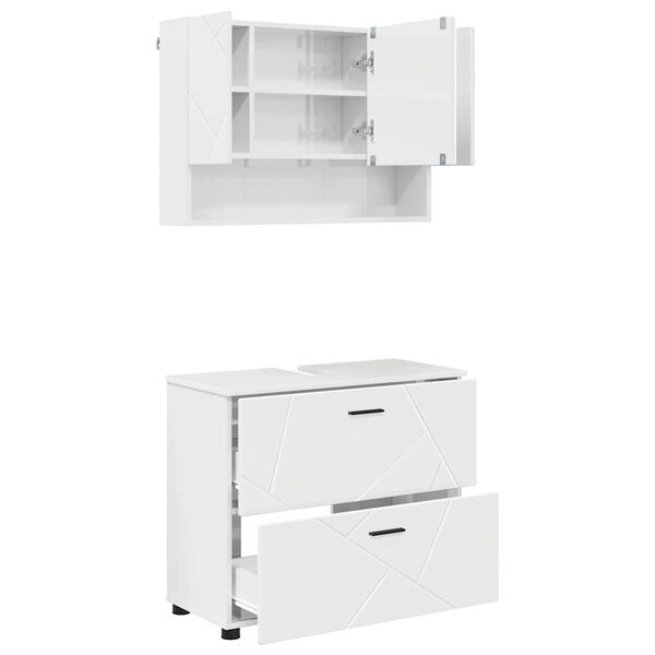 vidaXL Bathroom Furniture Set with Drawer 2 pcs High Gloss White