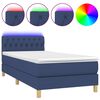 vidaXL Box Spring Bed with Mattress&LED Blue 90x200cm Fabric