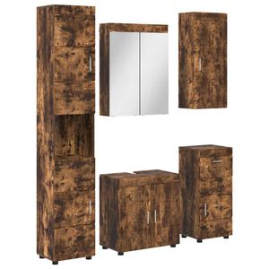 vidaXL Bathroom Furniture Set TULUM 5 pcs Smoked Oak 60 x 34 x 63 cm