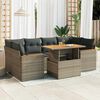vidaXL 6 Piece Garden Sofa Set with Cushions Grey Poly Rattan Acacia