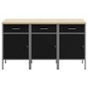 vidaXL Work Cabinet with Drawer 3 pcs Black and Grey 150 x 55 x 85 cm