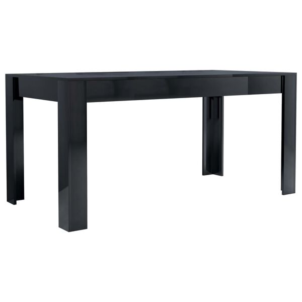 vidaXL Dining Table High Gloss Black 160x80x76 cm Engineered Wood