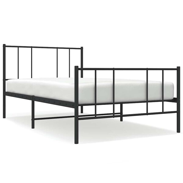 vidaXL Metal Bed Frame without Mattress with Footboard Black 90x190cm