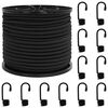 vidaXL Bungee Cords with Hooks 100 mm Black PP and Rubber