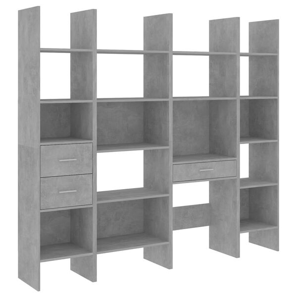 vidaXL 4 Piece Book Cabinet Set Concrete Grey Engineered Wood