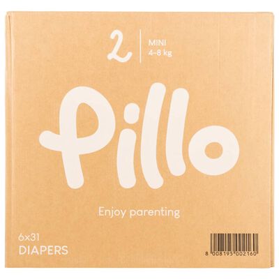 Pillo Baby Nappies 186 pcs Size 2 (4-8 kg)